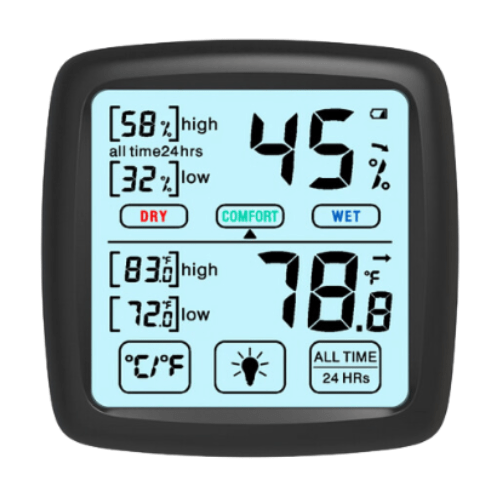 Enviro Testers Touchscreen Alarm Enabled Hygrometer