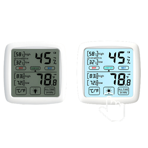 ETEAEH-241-3.png Enviro Testers Touchscreen Alarm Enabled Hygrometer