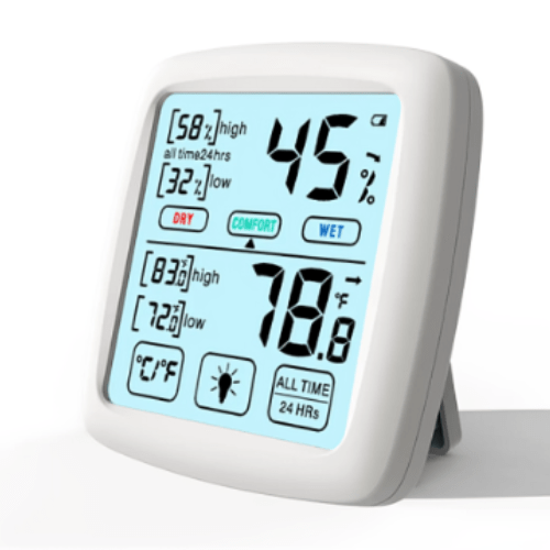 ETEAEH-241-4.png Enviro Testers Touchscreen Alarm Enabled Hygrometer