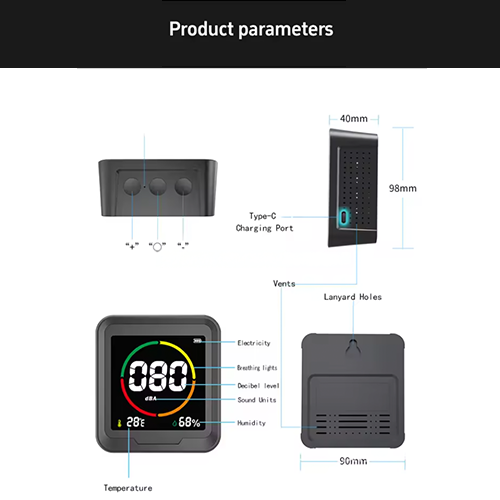 Digital Noise Detector with LCD Screen and Temperature Humidity Sensor - Enviro Testers 